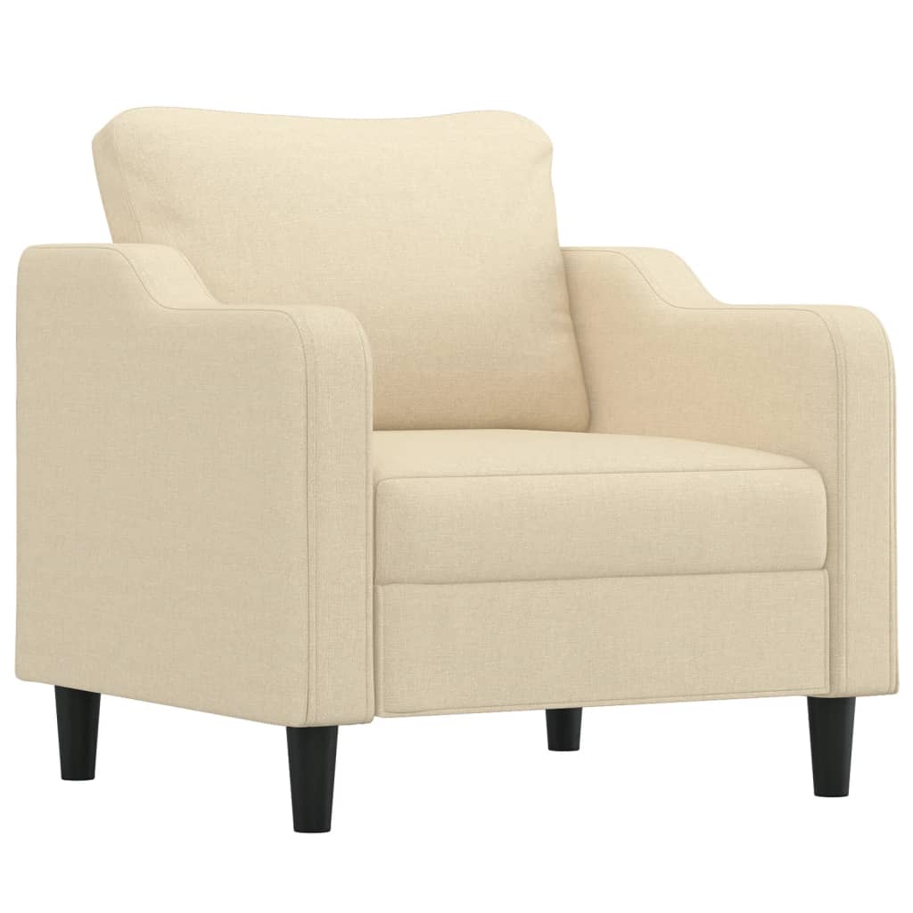 4-tlg. Sofagarnitur mit Kissen Creme Stoff