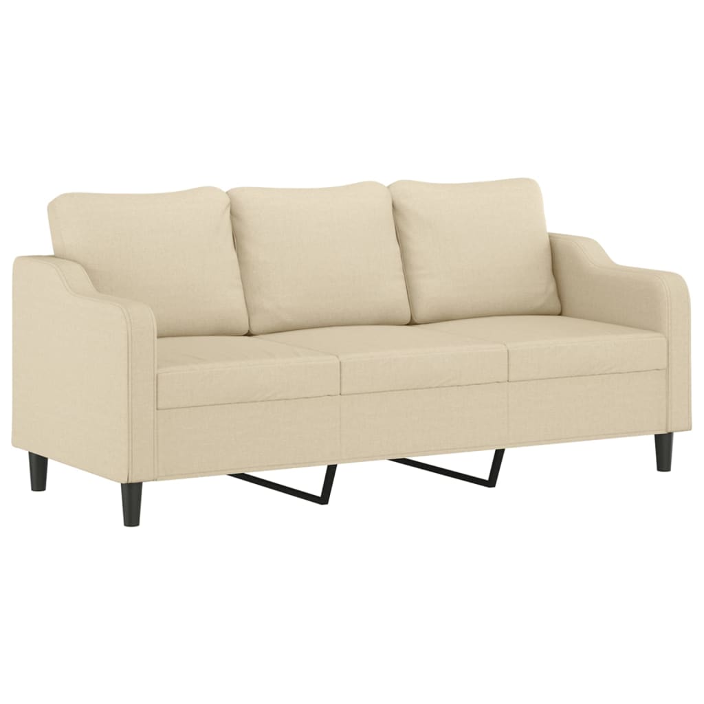 4-tlg. Sofagarnitur mit Kissen Creme Stoff