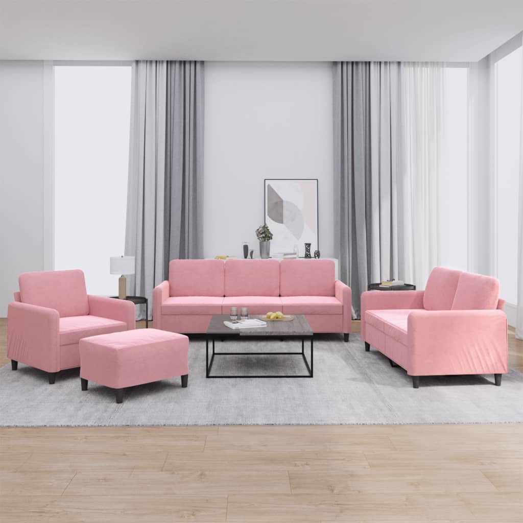 4-tlg. Sofagarnitur Rosa Samt