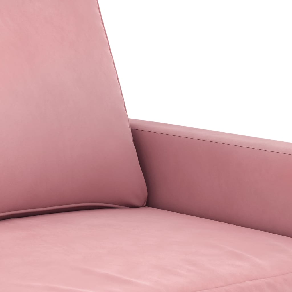 3-tlg. Sofagarnitur mit Kissen Rosa Samt