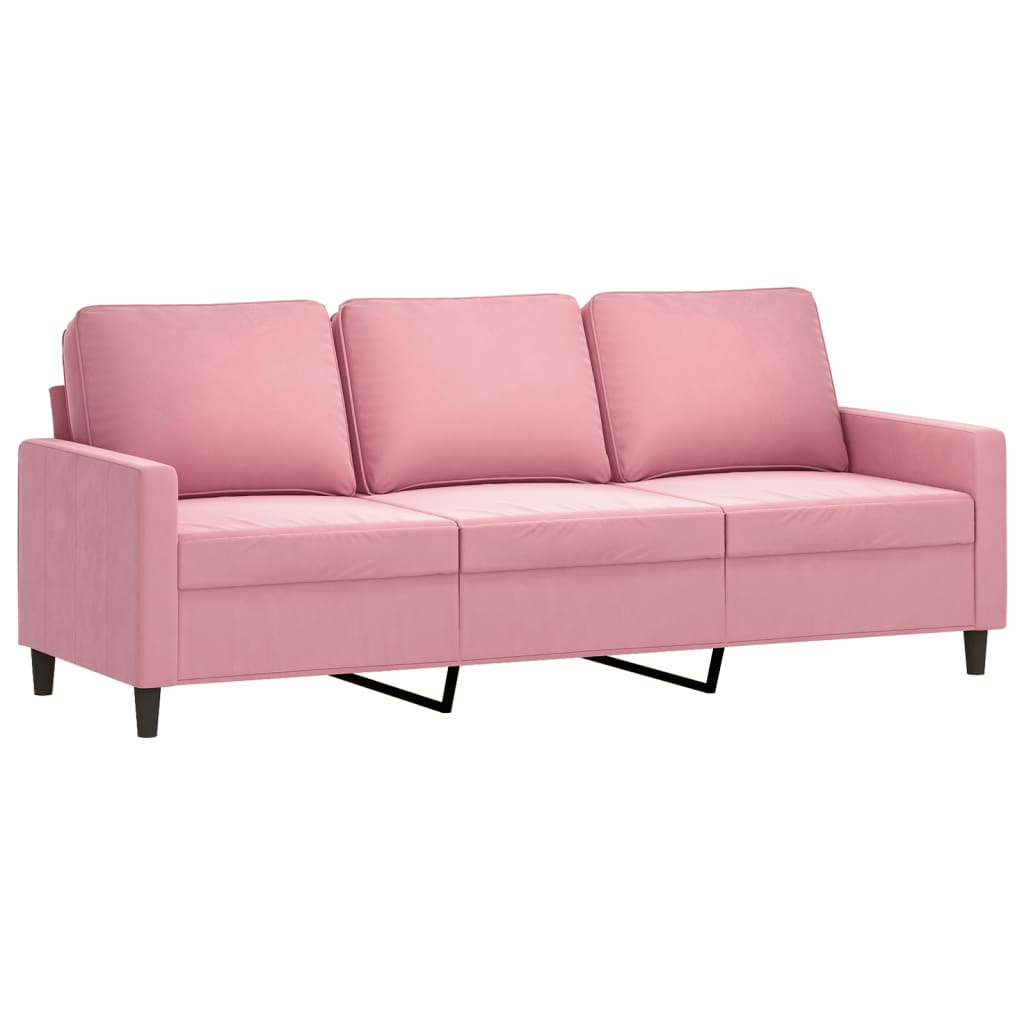4-tlg. Sofagarnitur mit Kissen Rosa Samt