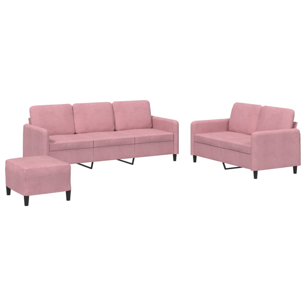 3-tlg. Sofagarnitur Rosa Samt