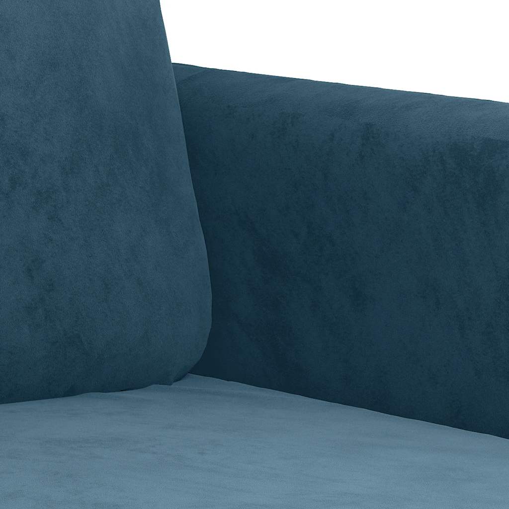 2-tlg. Sofagarnitur mit Kissen Blau Samt