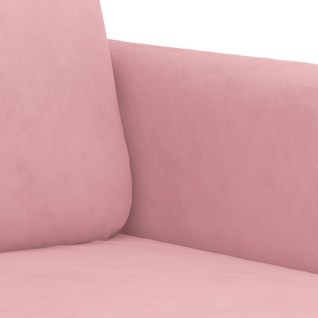 3-tlg. Sofagarnitur mit Kissen Rosa Samt
