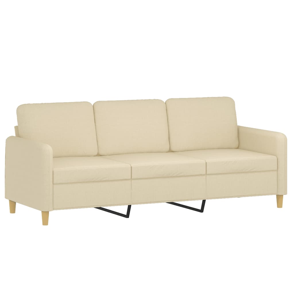 4-tlg. Sofagarnitur mit Kissen Creme Stoff