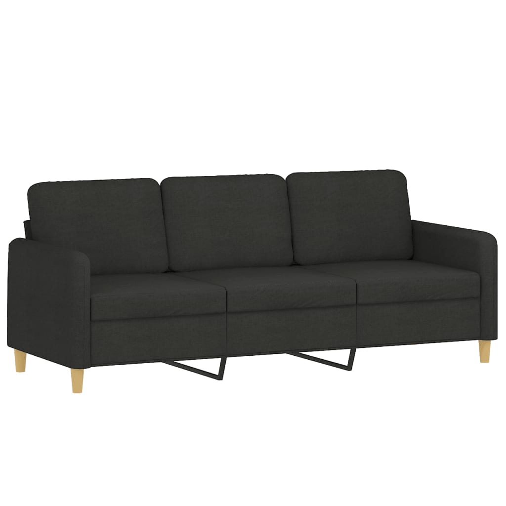 4-tlg. Sofagarnitur mit Kissen Schwarz Stoff