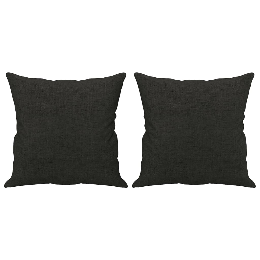 4-tlg. Sofagarnitur mit Kissen Schwarz Stoff