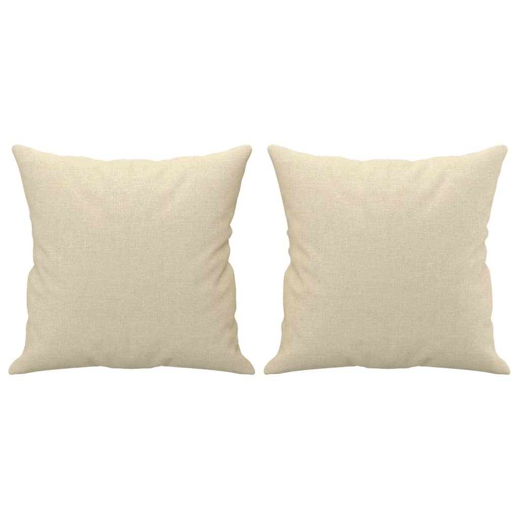 3-tlg. Sofagarnitur mit Kissen Creme Stoff