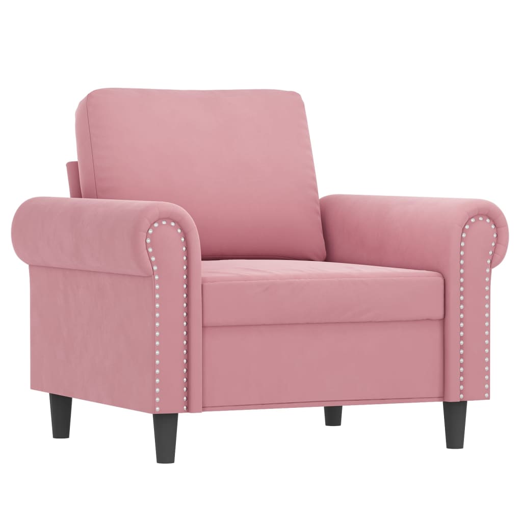 4-tlg. Sofagarnitur mit Kissen Rosa Samt