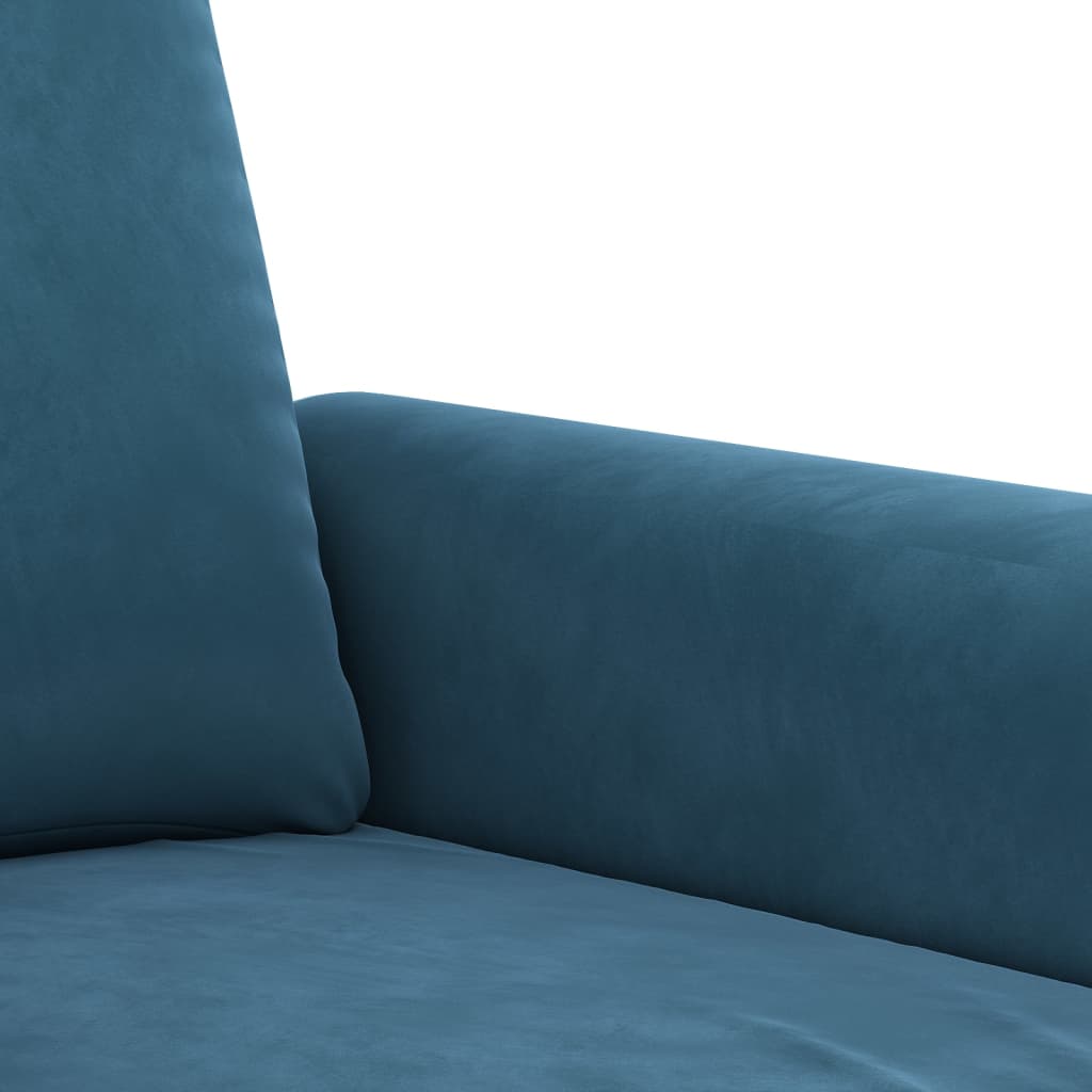 4-tlg. Sofagarnitur mit Kissen Blau Samt