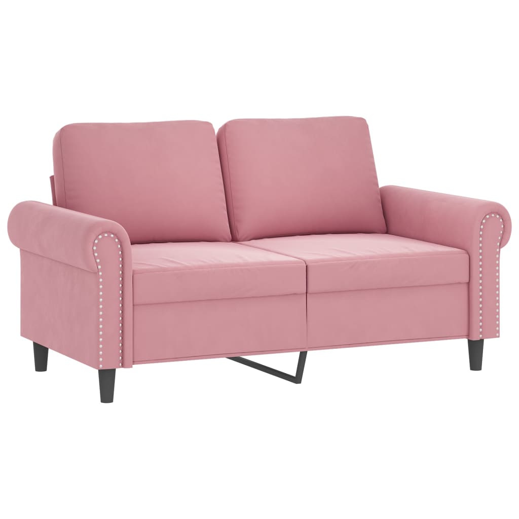 3-tlg. Sofagarnitur mit Kissen Rosa Samt