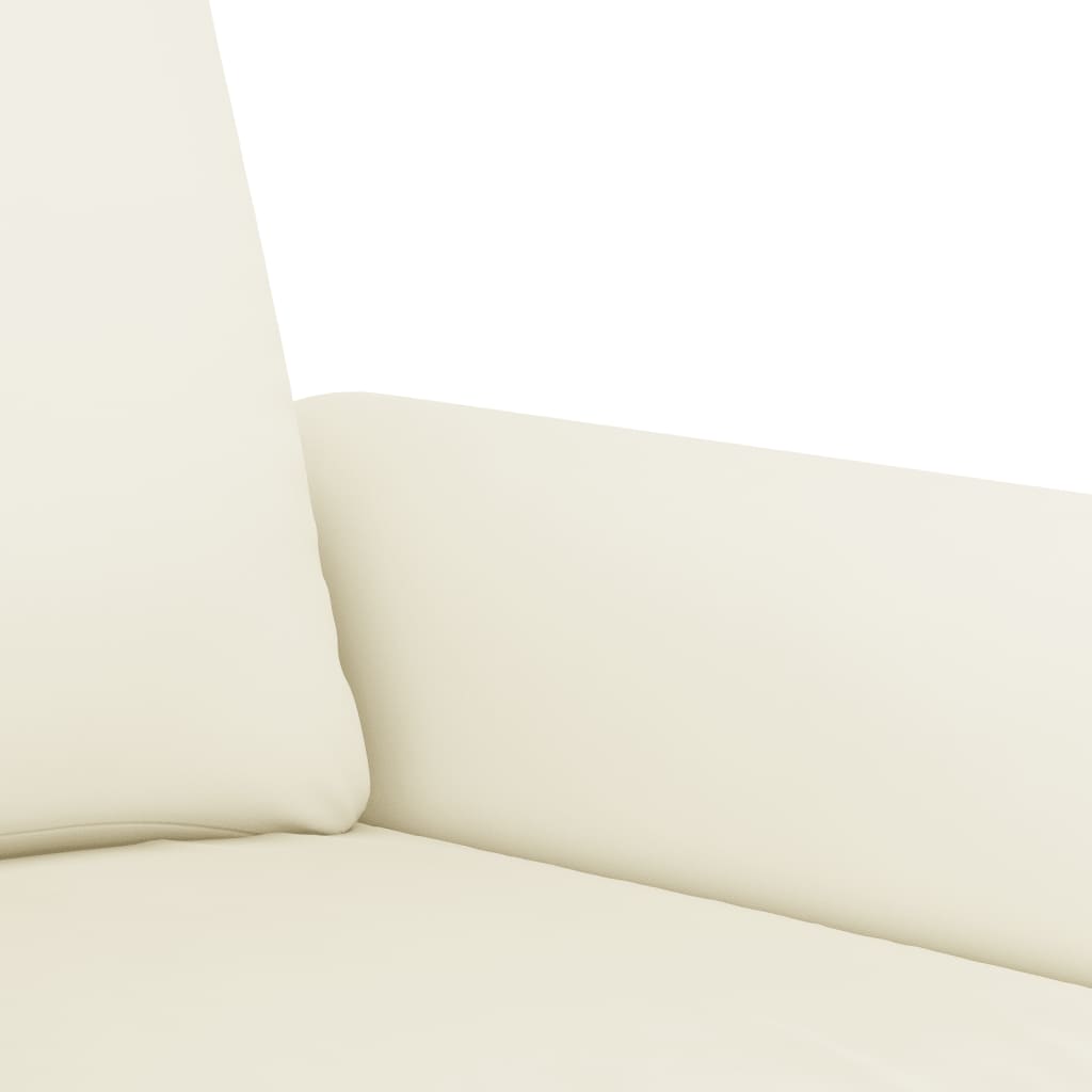 3-tlg. Sofagarnitur mit Kissen Creme Samt