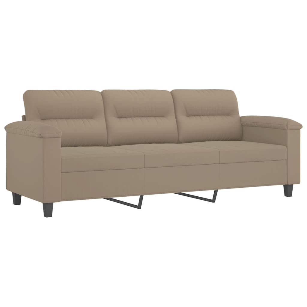 4-tlg. Sofagarnitur mit Kissen Taupe Mikrofasergewebe