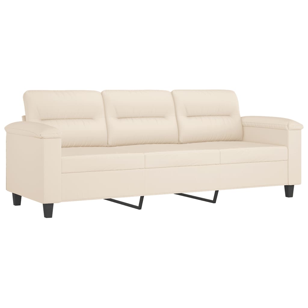 4-tlg. Sofagarnitur mit Kissen Beige Mikrofasergewebe