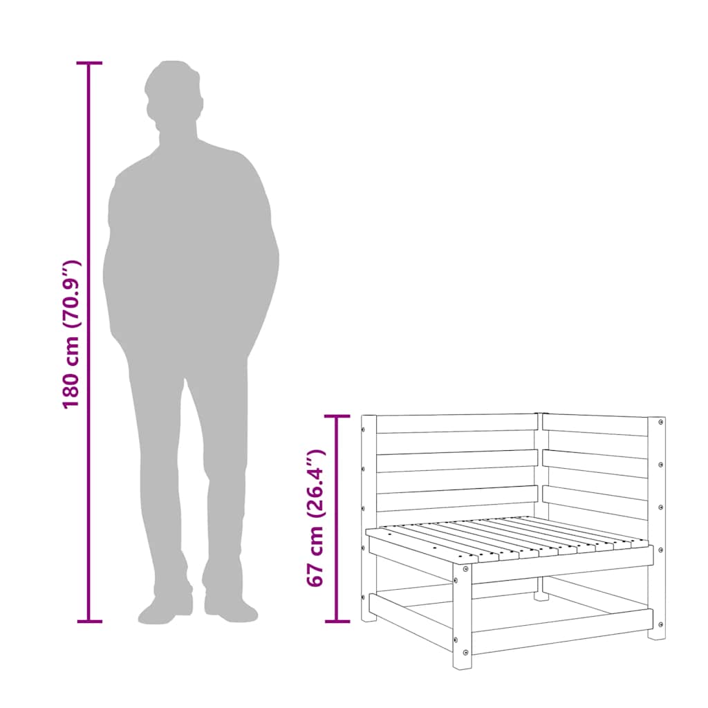 Garten-Ecksofas 2 Stk. 70x70x67 cm Massivholz Kiefer