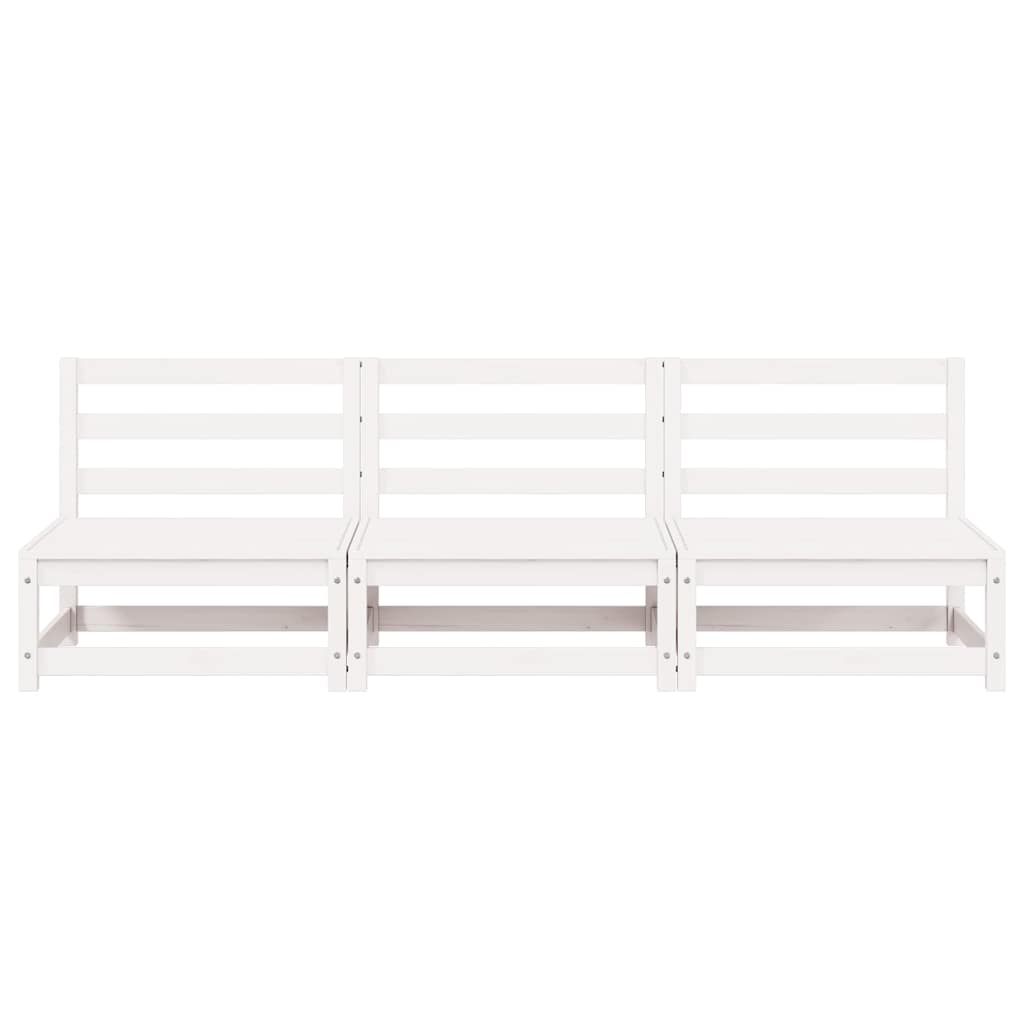 Gartensofas ohne Armlehnen 3 Stk. Weiß 70x70x67 cm Kiefernholz