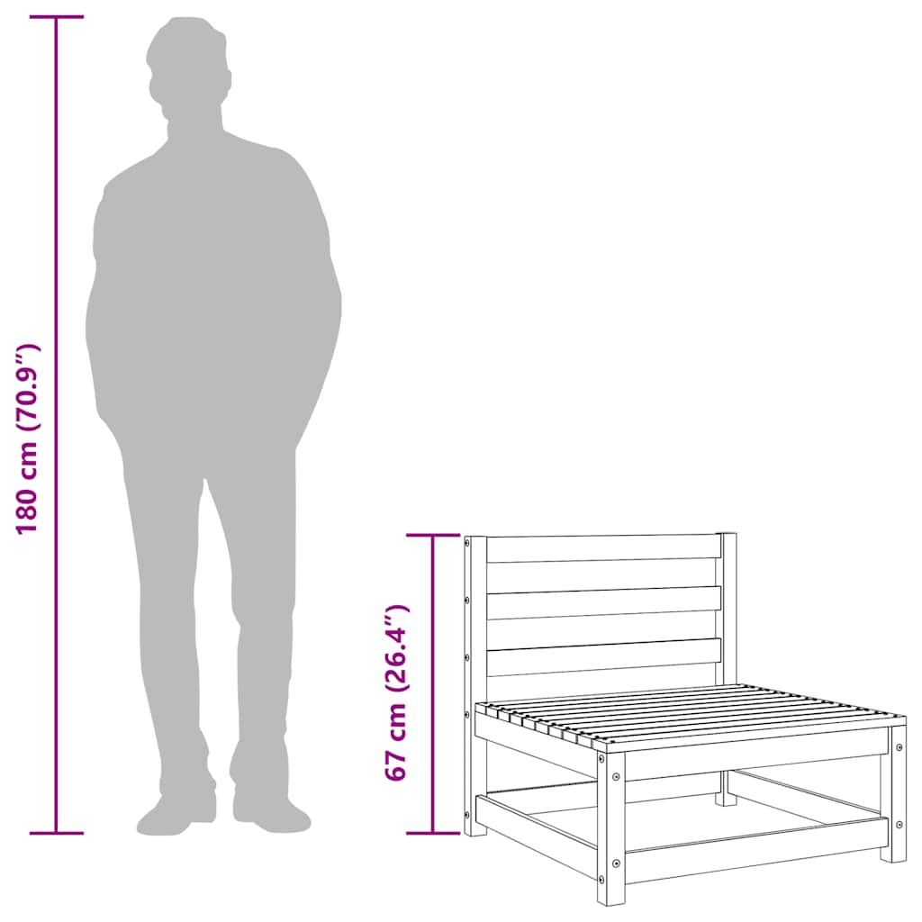 Gartensofas ohne Armlehnen 3 Stk. Wachsbraun Massivholz Kiefer
