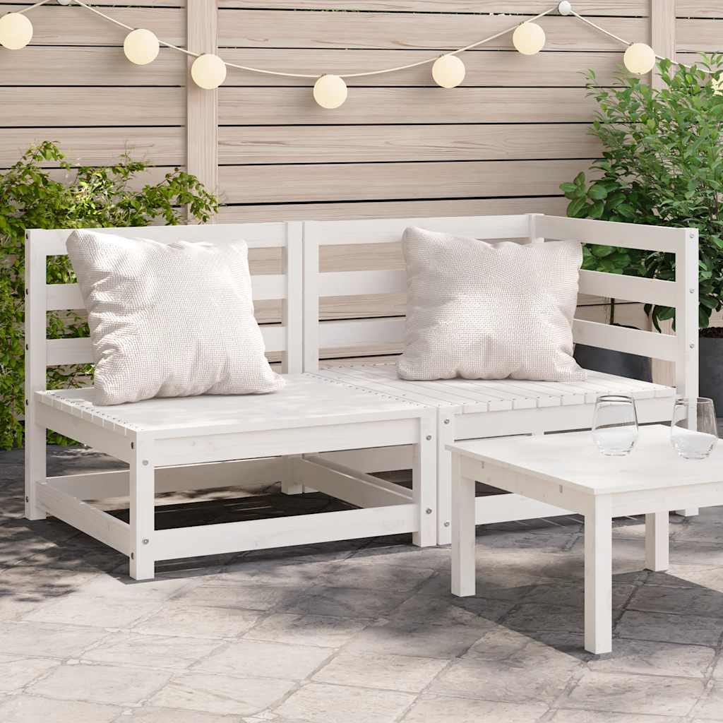 Gartensofa 2-Sitzer Weiß Massivholz Kiefer