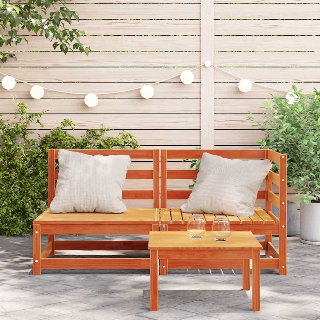 Gartensofa 2-Sitzer Wachsbraun Massivholz Kiefer