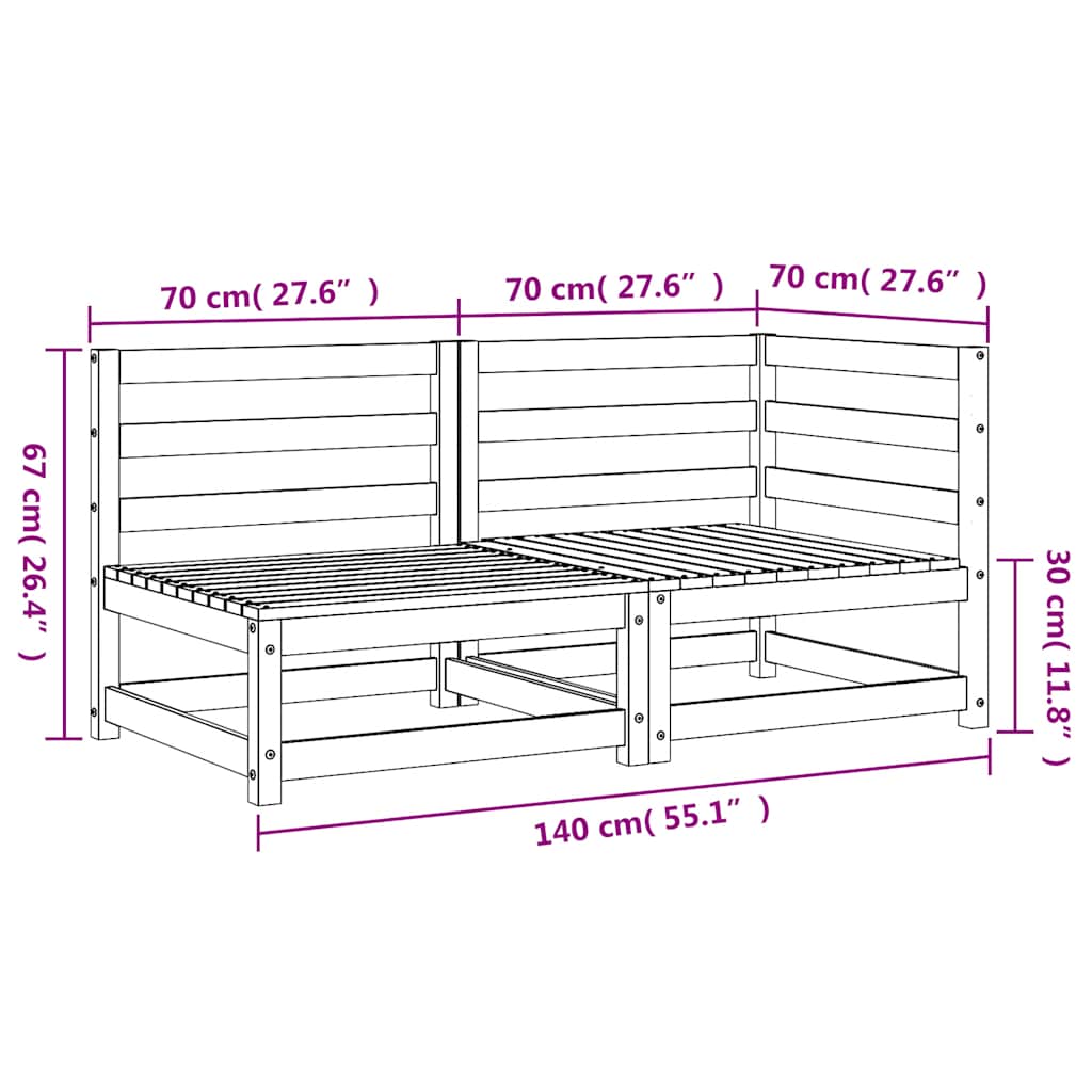 Gartensofa 2-Sitzer Massivholz Douglasie