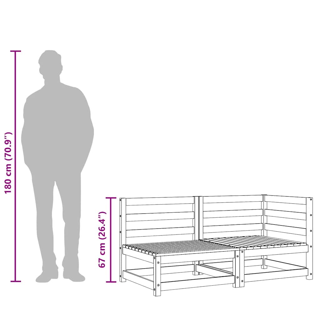 Gartensofa 3-Sitzer Weiß Massivholz Kiefer