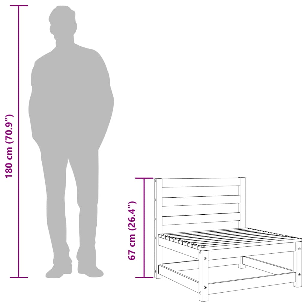 Gartensofa ohne Armlehnen mit Hocker Massivholz Douglasie