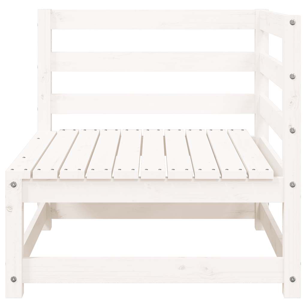 Gartensofa mit Hocker 2-Sitzer Weiß Massivholz Kiefer