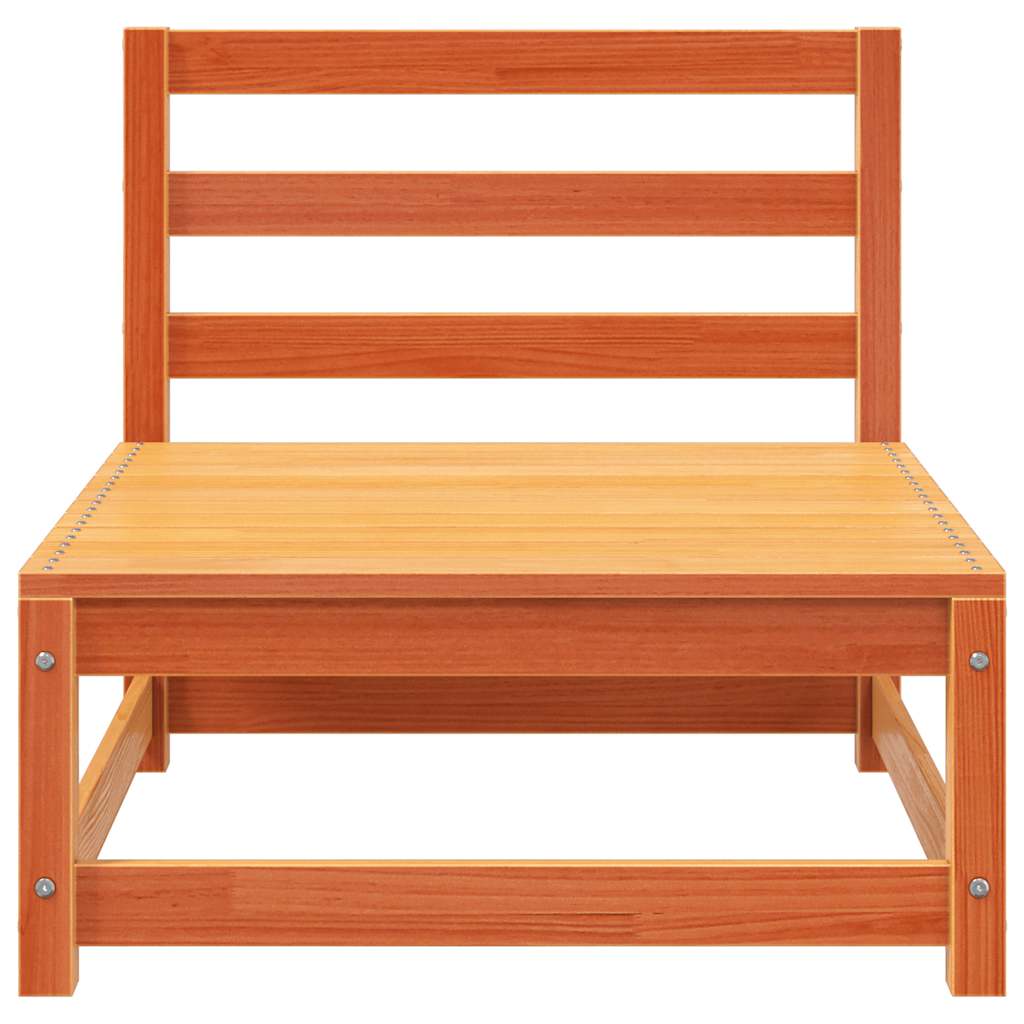 Gartensofa mit Fußhocker 2-Sitzer Wachsbraun Massivholz Kiefer