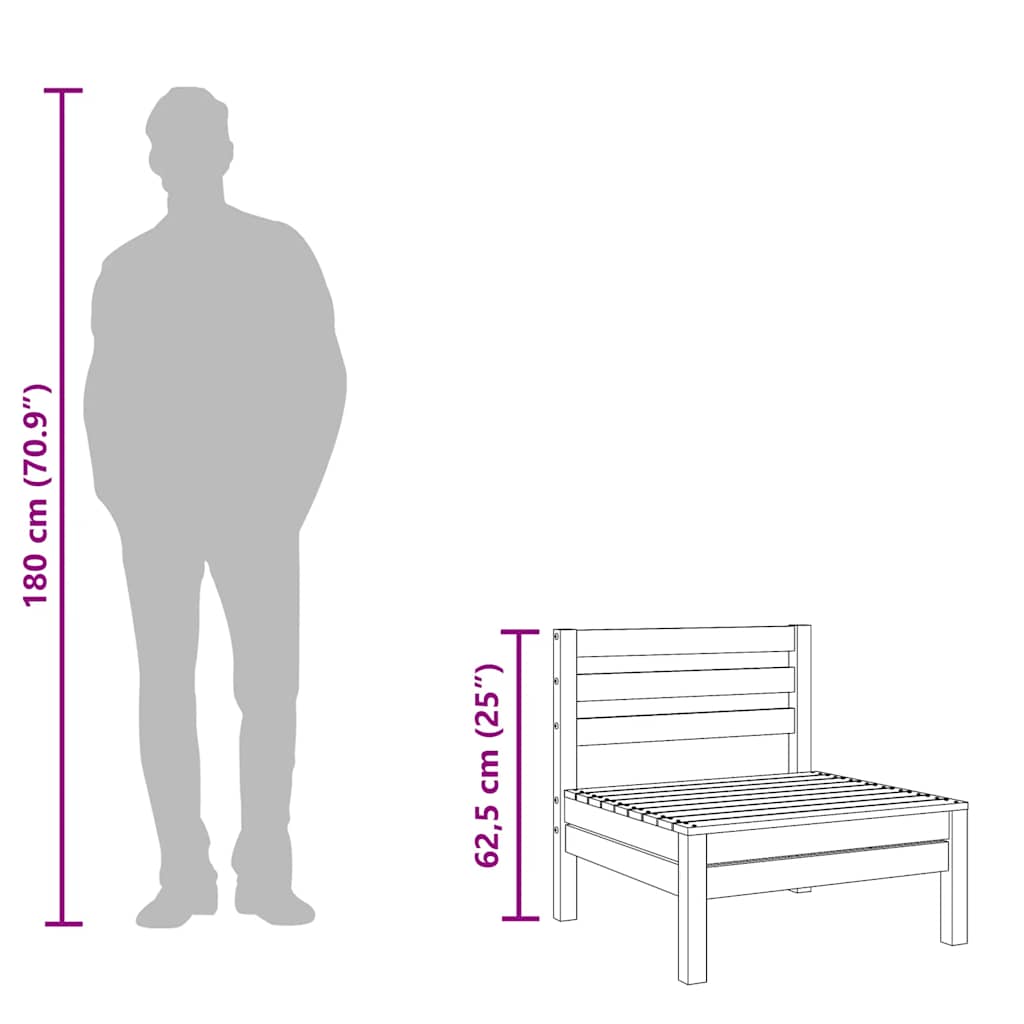 Gartensofas ohne Armlehnen 4 Stk. Wachsbraun Massivholz Kiefer