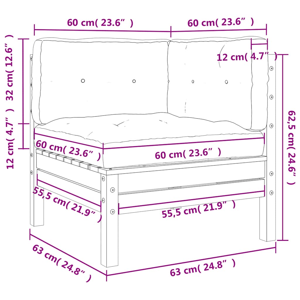 Garten-Ecksofa mit Kissen 2 Stk. Massivholz Douglasie