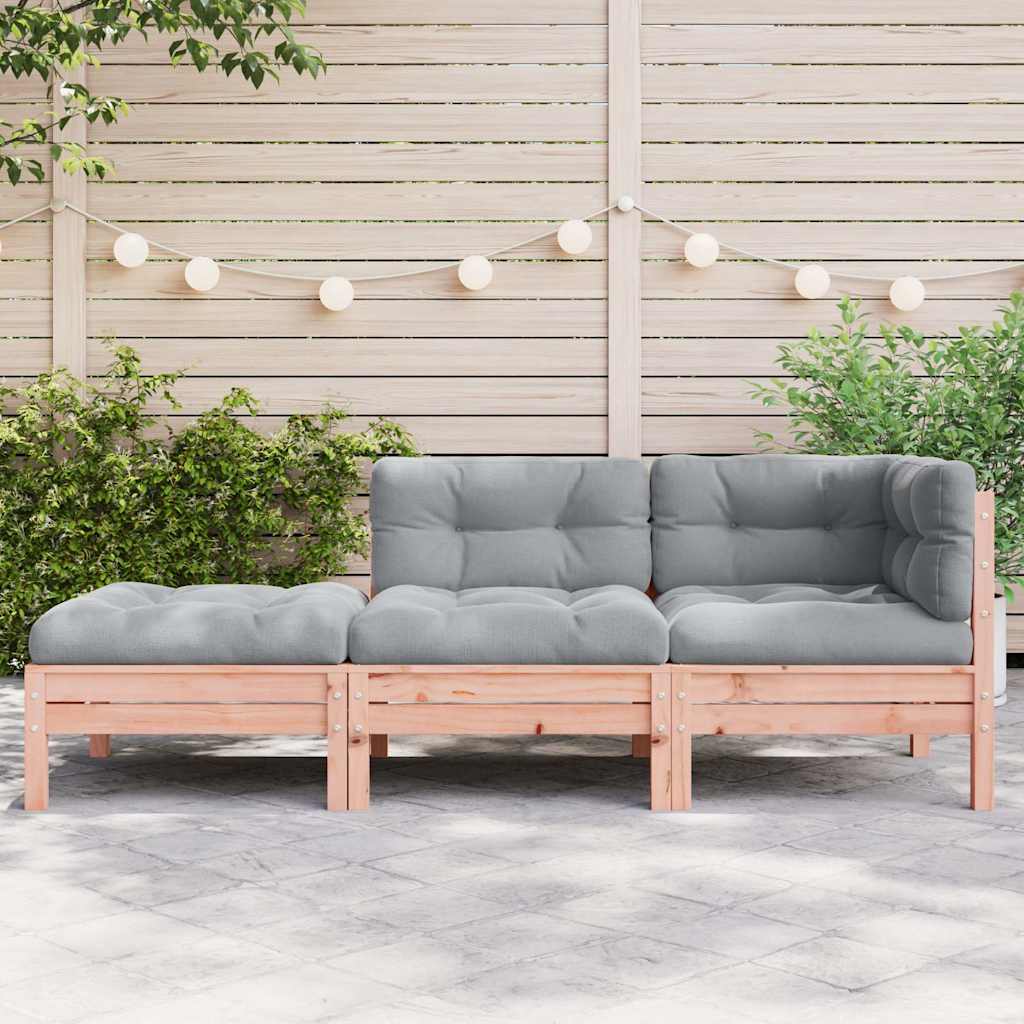 Gartensofa mit Kissen und Hocker 3-Sitzer