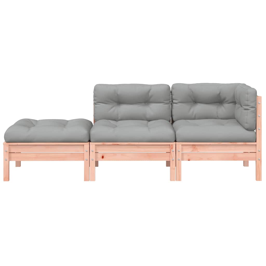 Gartensofa mit Kissen und Hocker 3-Sitzer