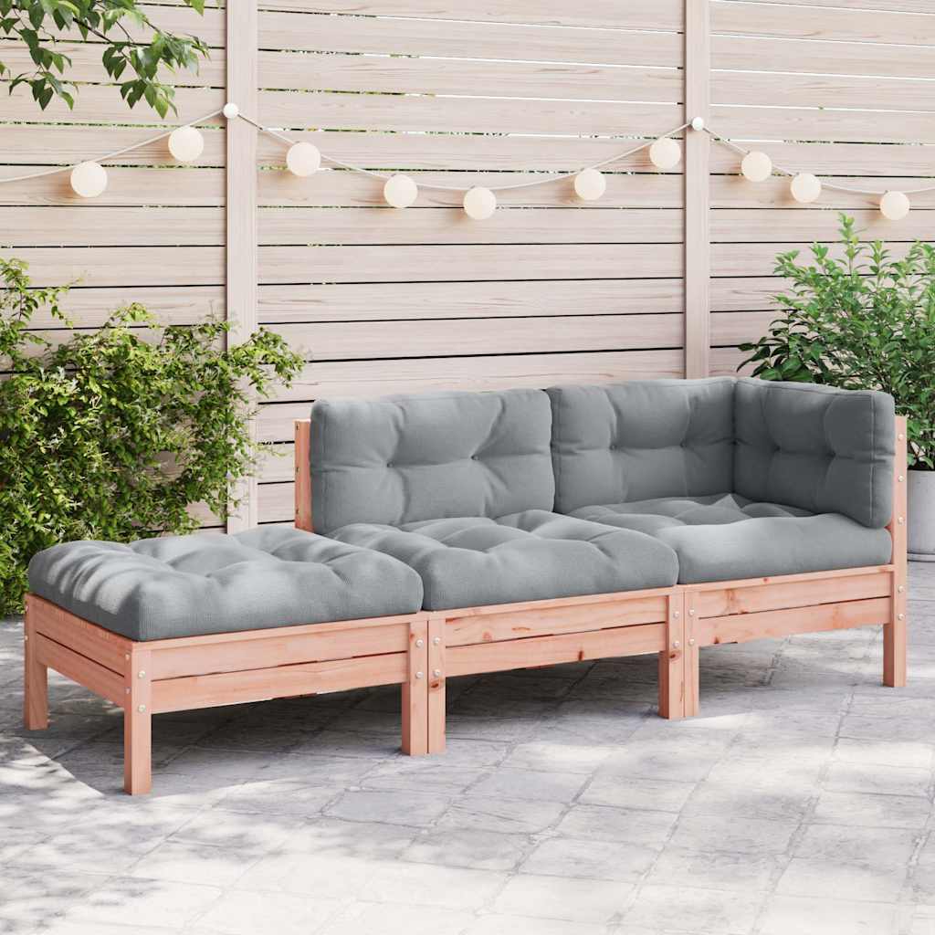 Gartensofa mit Kissen und Hocker 3-Sitzer
