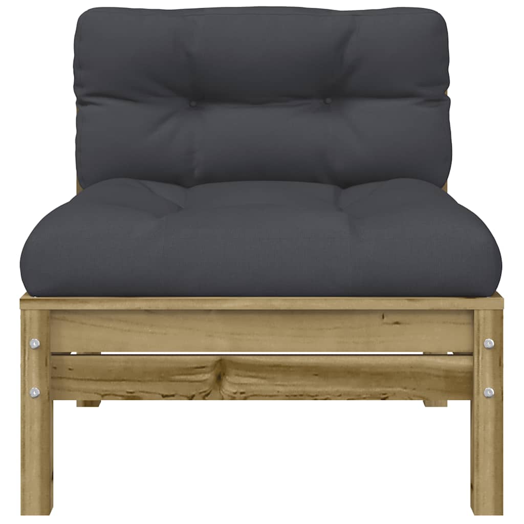 Gartensofa mit Kissen und Hocker 3-Sitzer