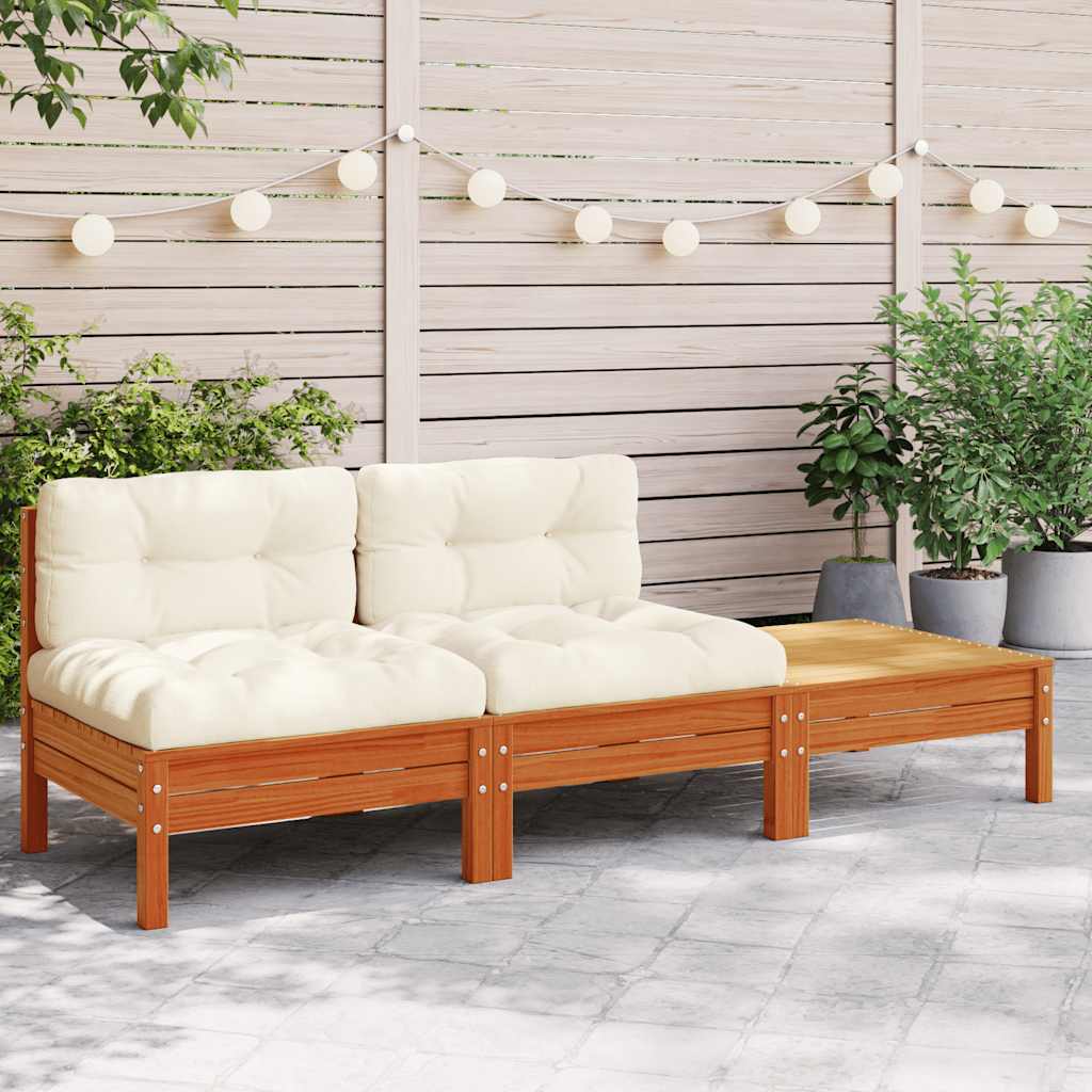 Gartensofa mit Kissen und Hocker 2-Sitzer