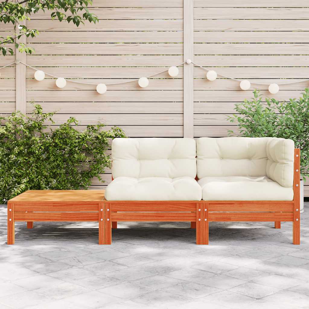 Gartensofa mit Kissen und Fußhocker Massivholz Kiefer