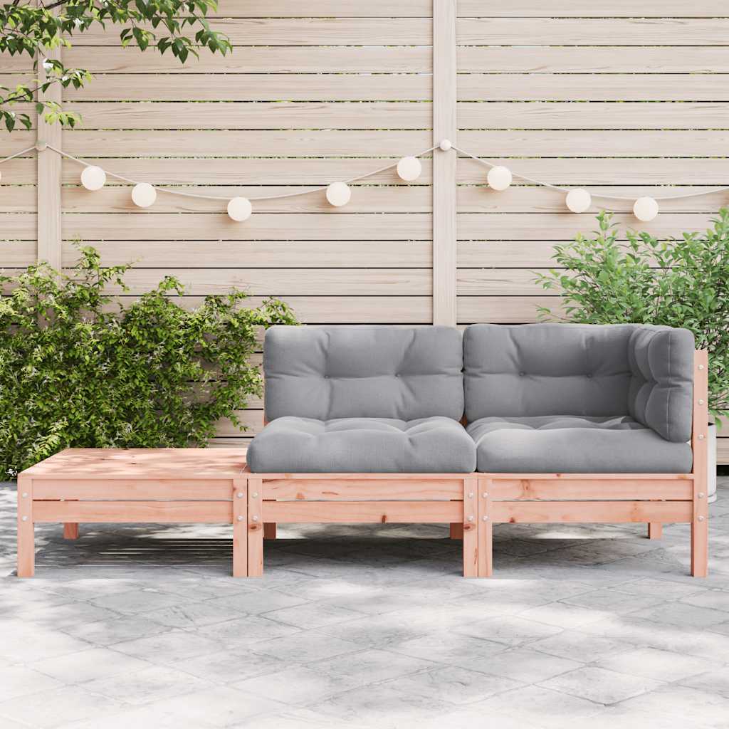 Gartensofa mit Kissen und Fußhocker Massivholz Douglasie