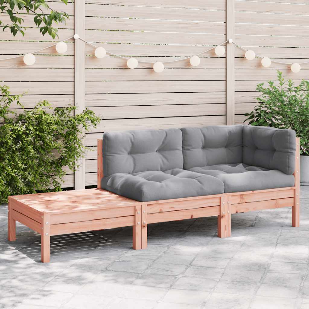 Gartensofa mit Kissen und Fußhocker Massivholz Douglasie