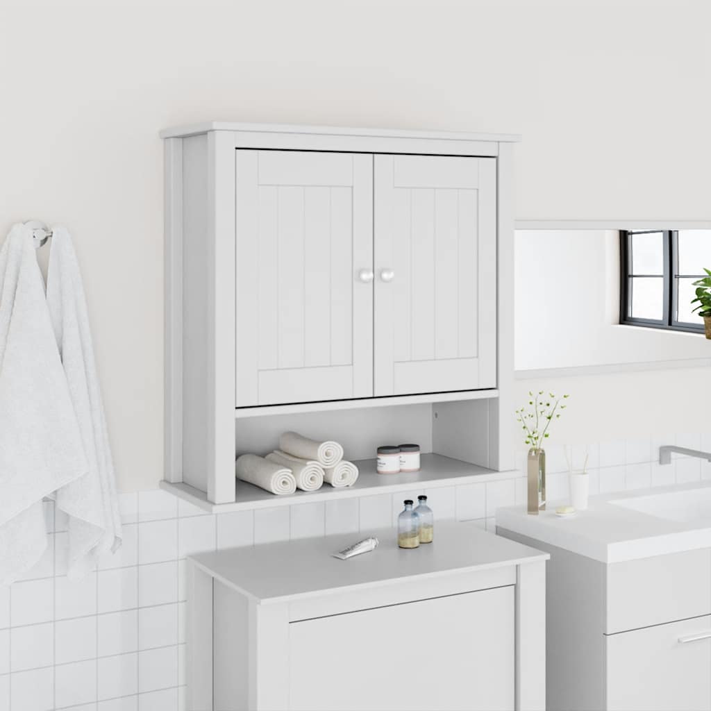Bad-Wandschrank BERG Weiß 69,5x27x71,5 cm Massivholz
