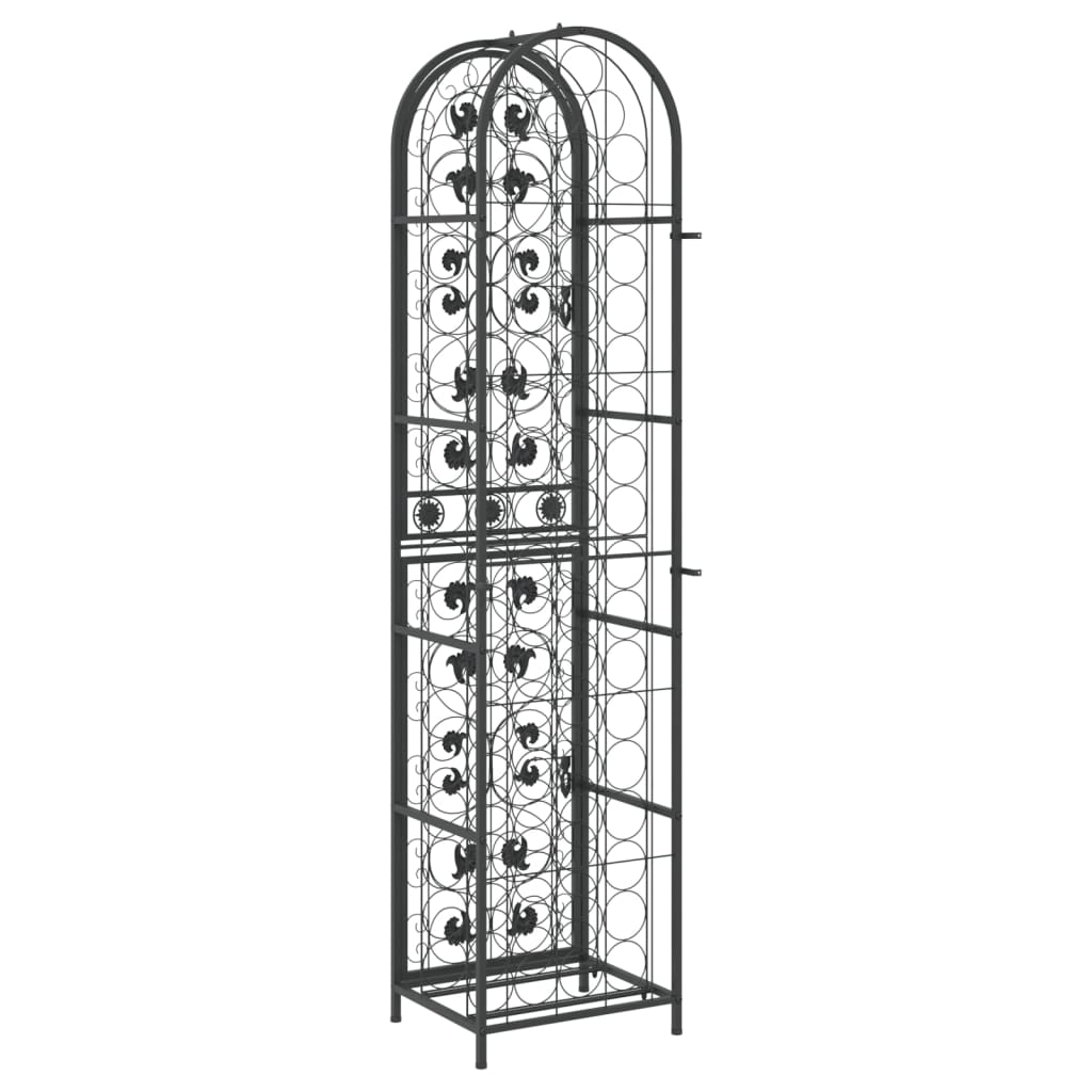 Weinregal für 73 Flaschen Schwarz 45x36x200 cm Schmiedeeisen