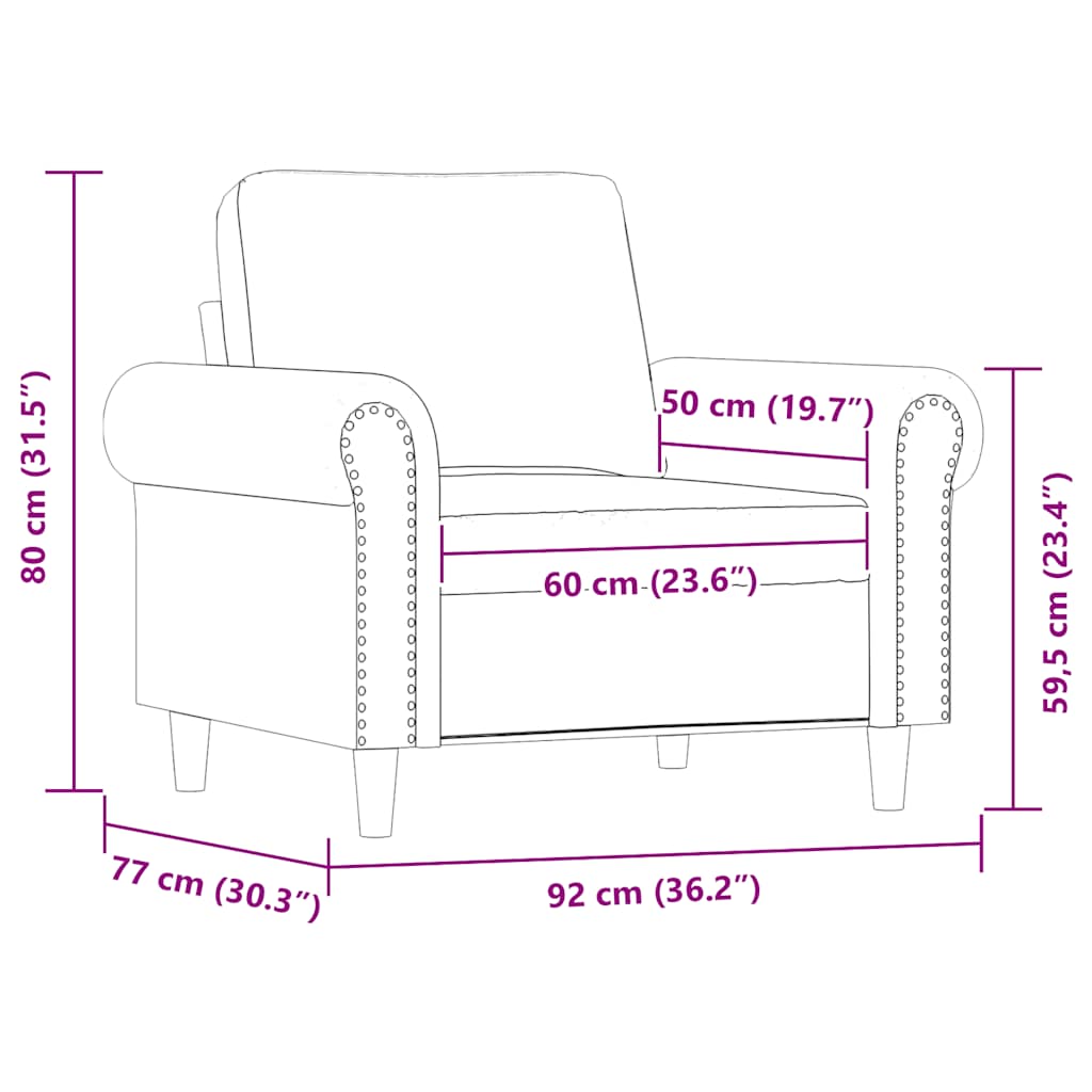 Sessel Creme 60 cm Kunstleder