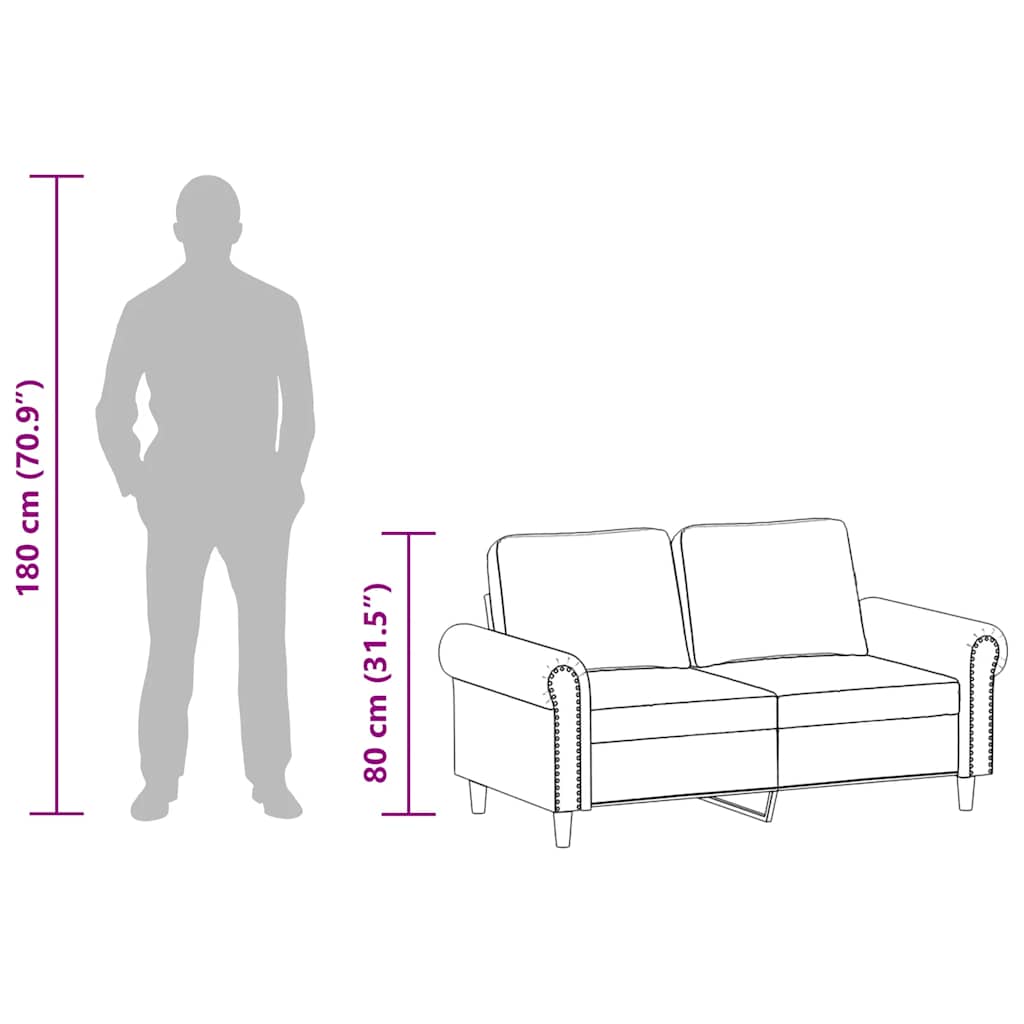 2-Sitzer-Sofa Schwarz 120 cm Kunstleder