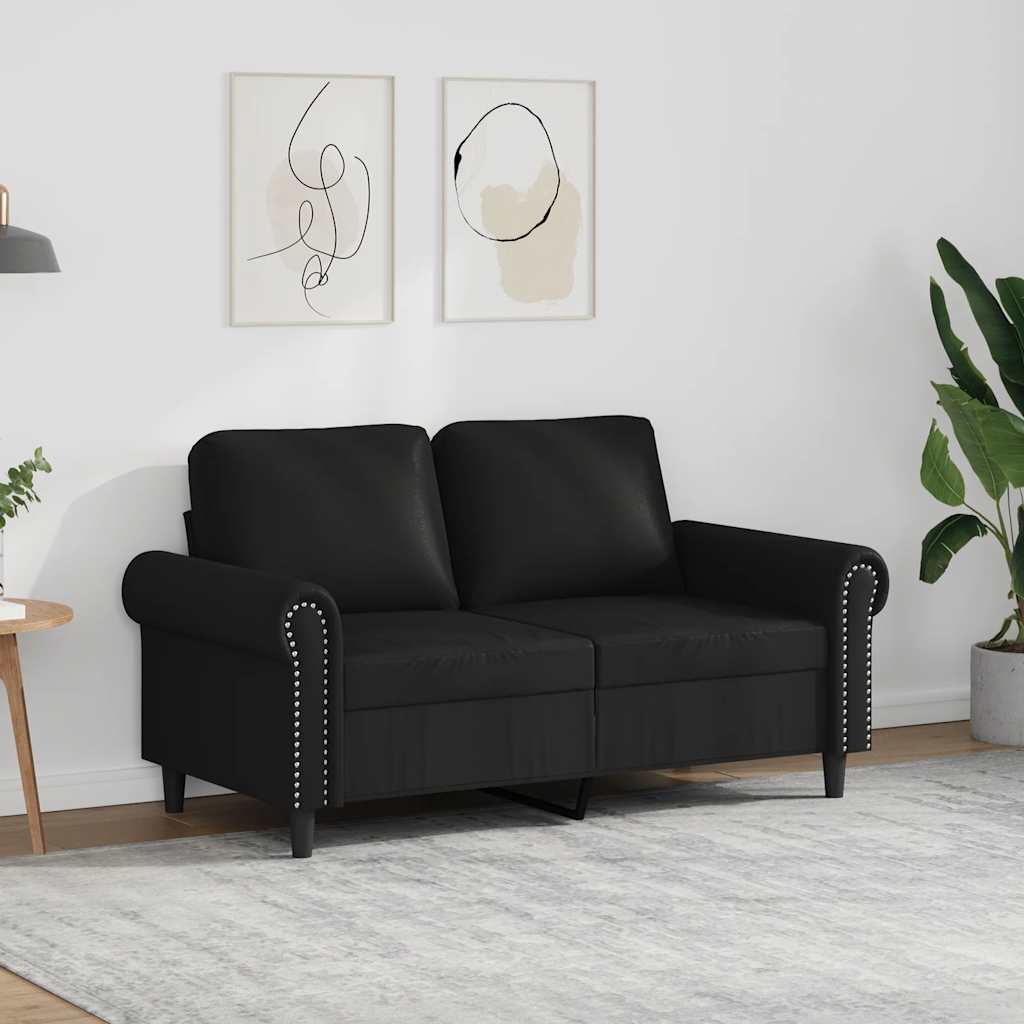 2-Sitzer-Sofa Schwarz 120 cm Kunstleder