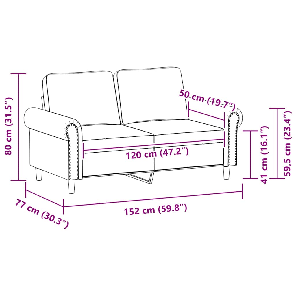 2-Sitzer-Sofa Creme 120 cm Kunstleder