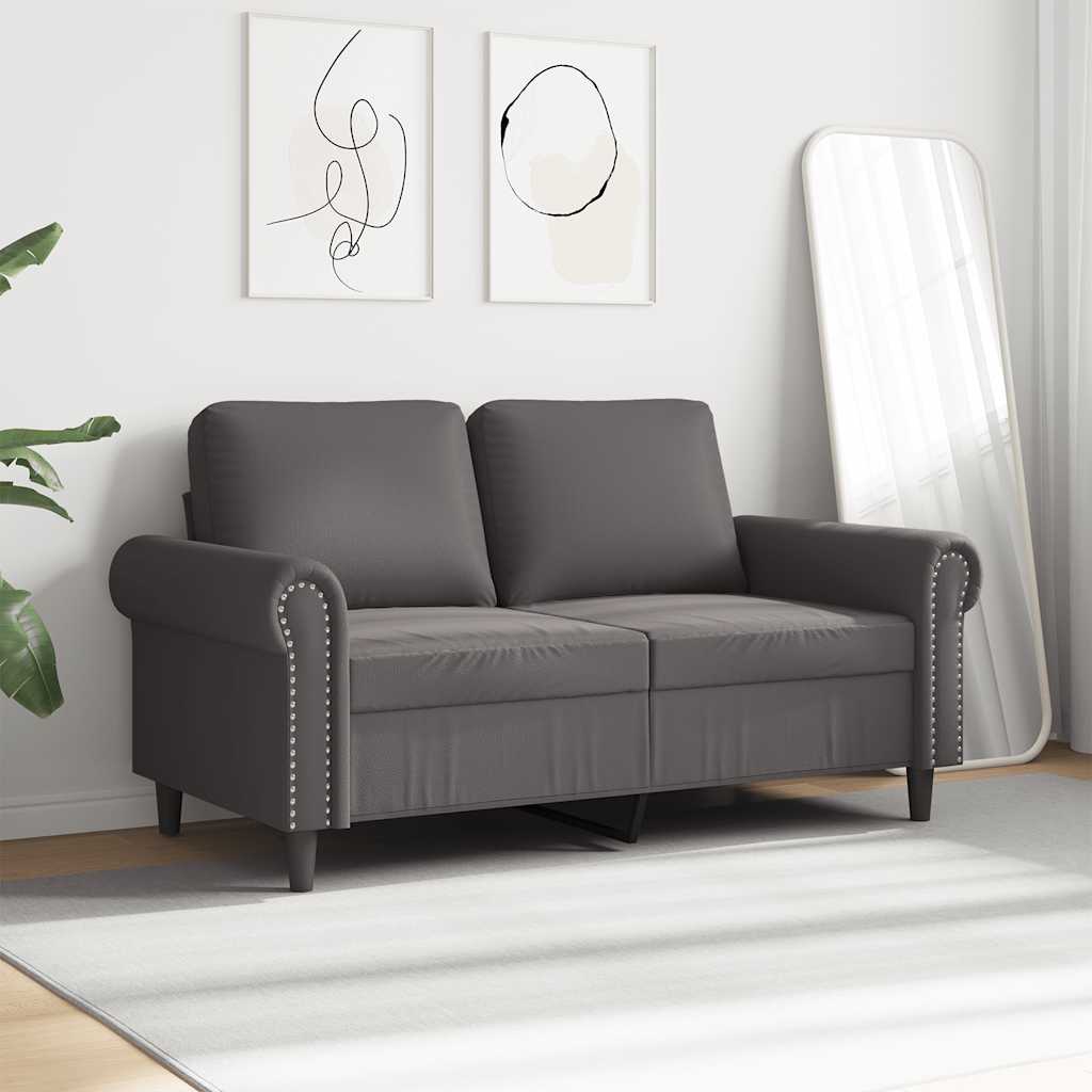 2-Sitzer-Sofa Grau 120 cm Kunstleder