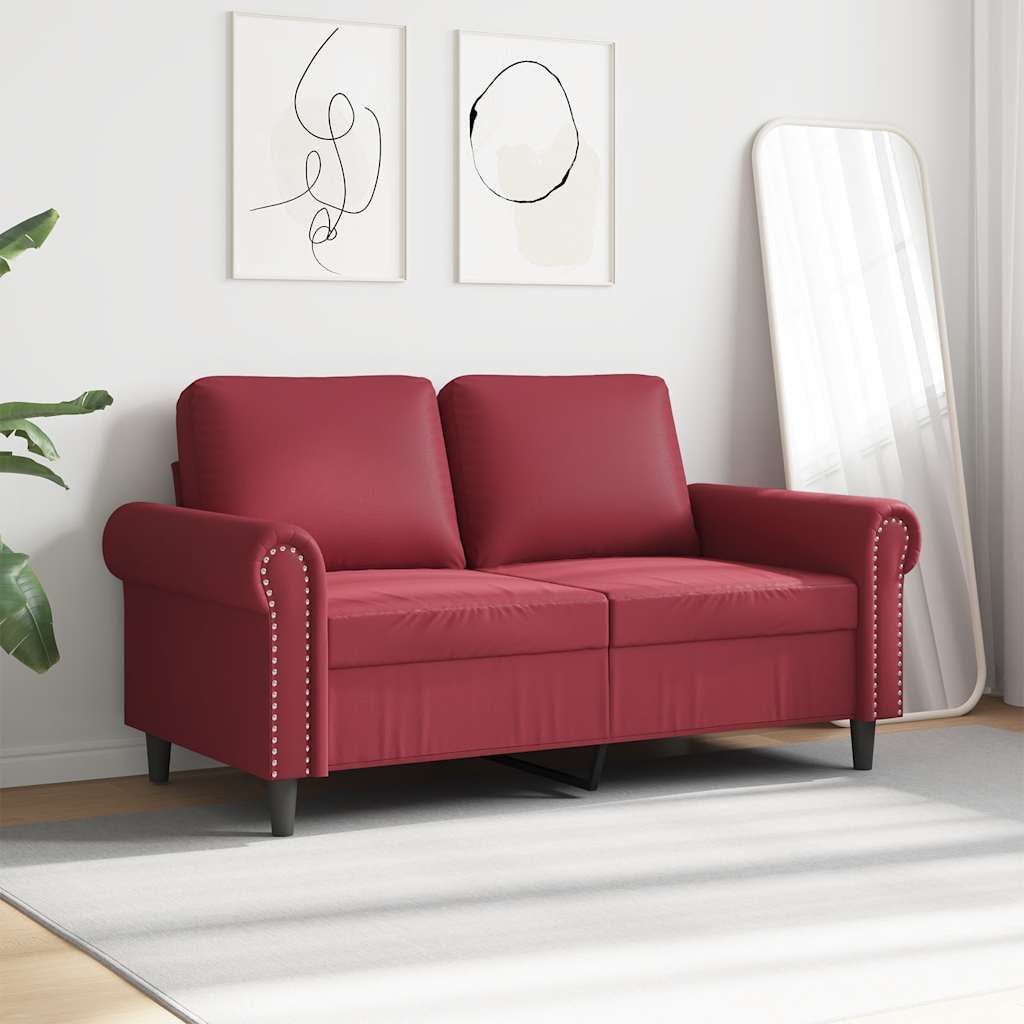 2-Sitzer-Sofa Weinrot 120 cm Kunstleder