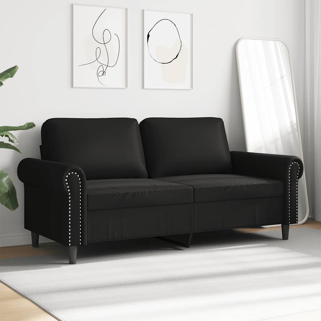 2-Sitzer-Sofa Schwarz 140 cm Kunstleder