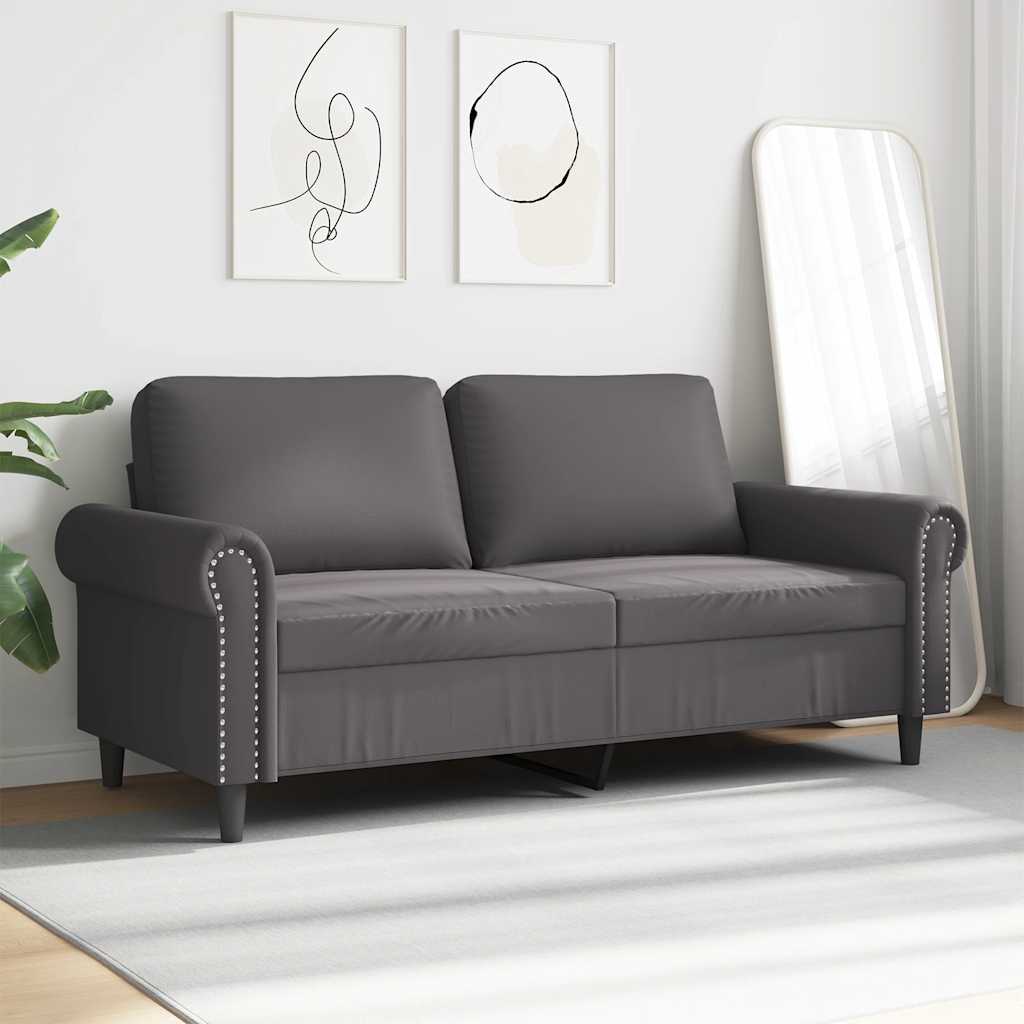 2-Sitzer-Sofa Grau 140 cm Kunstleder