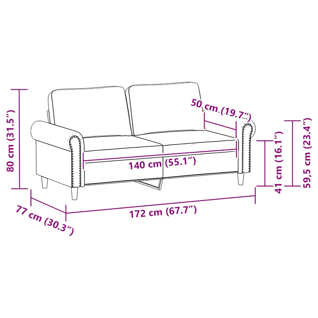 2-Sitzer-Sofa Grau 140 cm Kunstleder