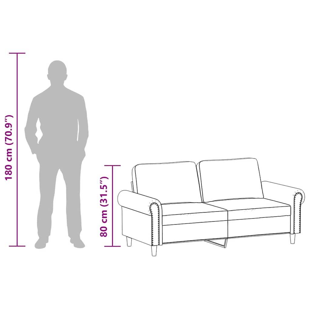 2-Sitzer-Sofa Grau 140 cm Kunstleder